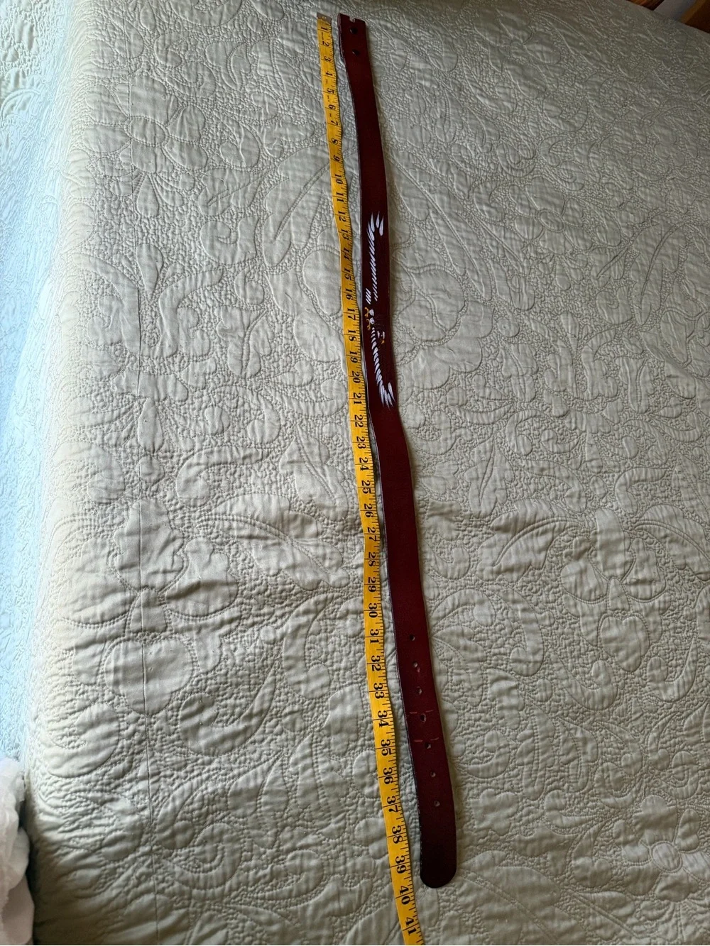 Men’s Hand Painted Eagle Leather Belt Strap Size 34